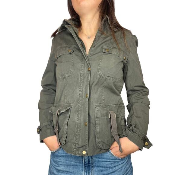 Denim Co Women's Army Green Button-Up Jacket Shirt Size 10 US / 38 EUR - Picture 2 of 10